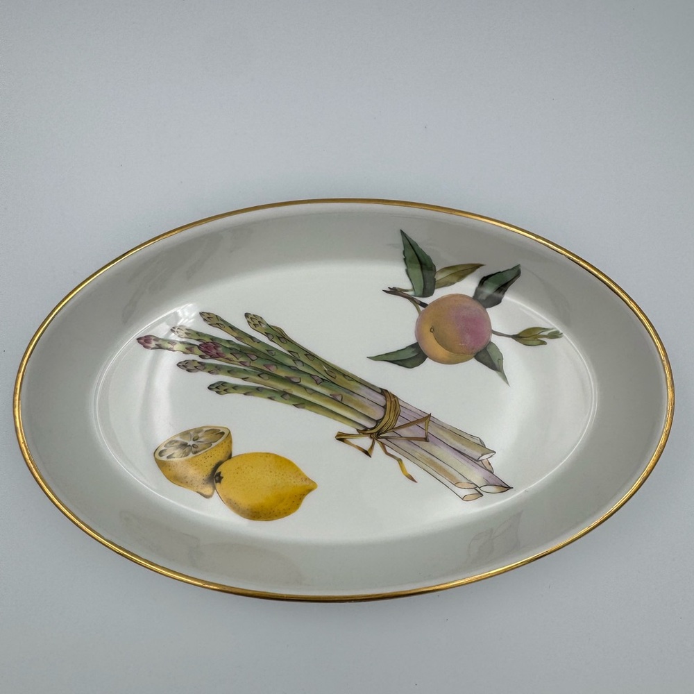 Royal Worcester‎ Evesham Gold Oval Serving Dish 10.5” Lemon Peach